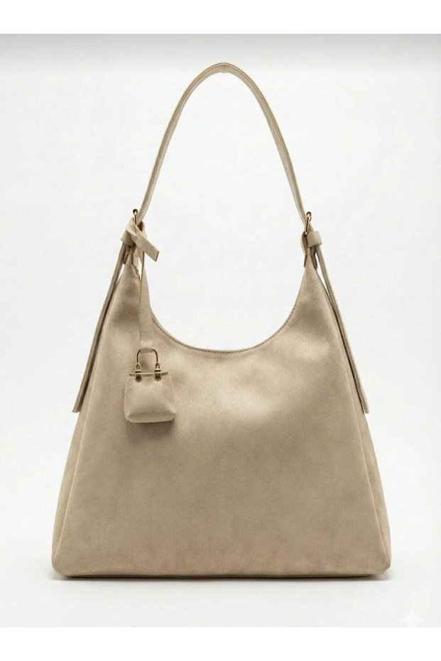 Suede Mink Women's Shoulder Bag Casual Lined Zipper Closure Adjustable Shoulder Strap Charmlı