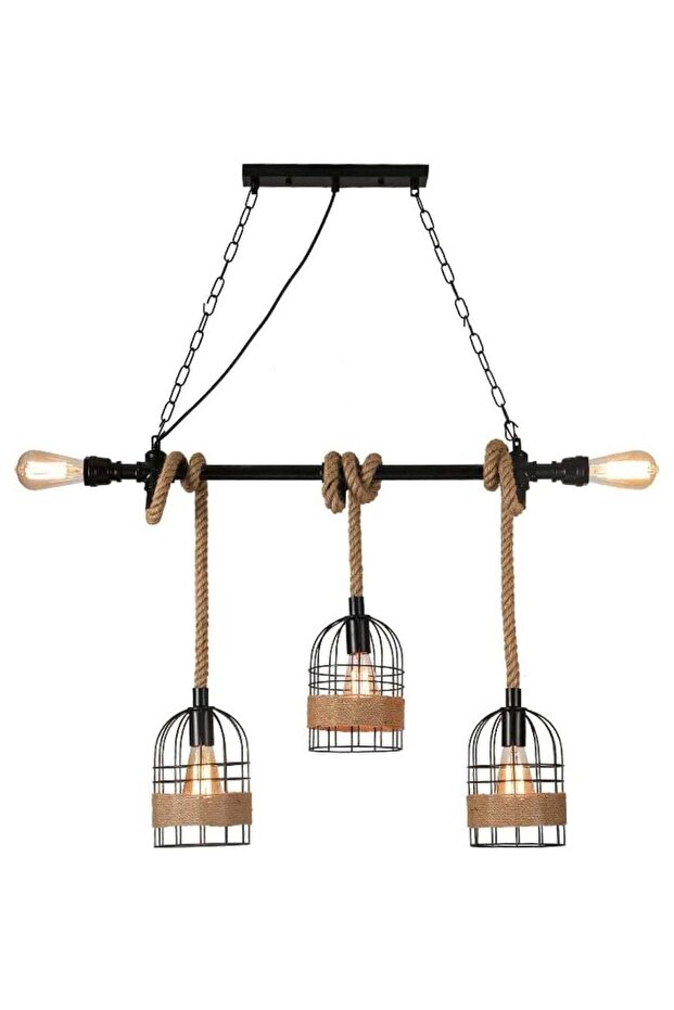 Retro 5-Light Farmhouse Hemp Rope Chandelier & Hanging light
