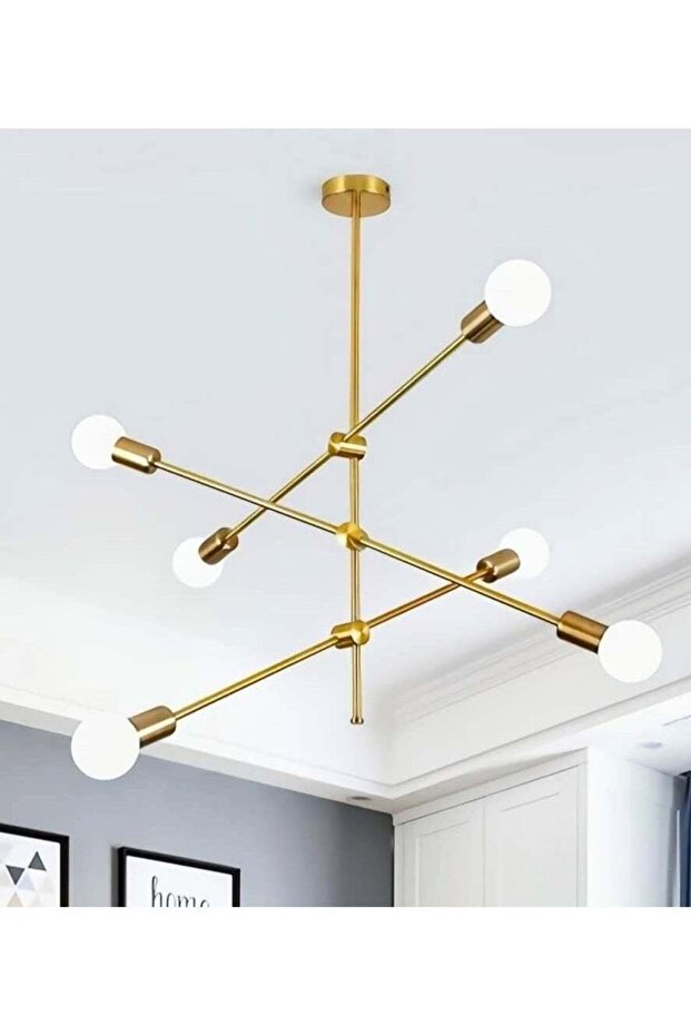 Modern Sputnik Chandelier 6-Light Gold Hanging Light