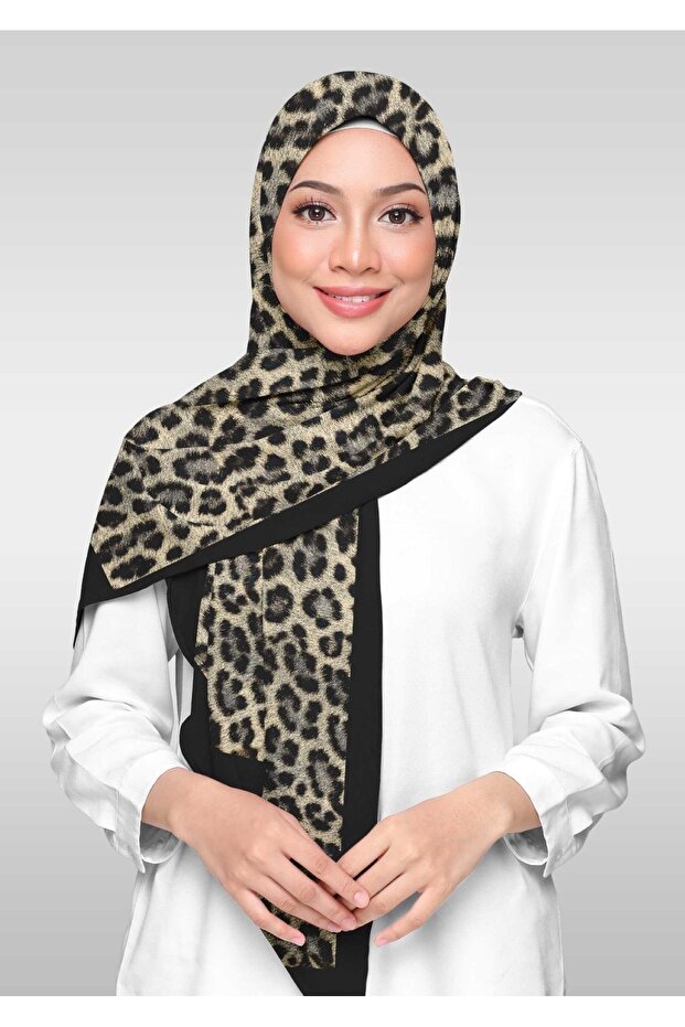 Soft Natural Cotton Shawl-70 X 190 -06098 Black-Cream