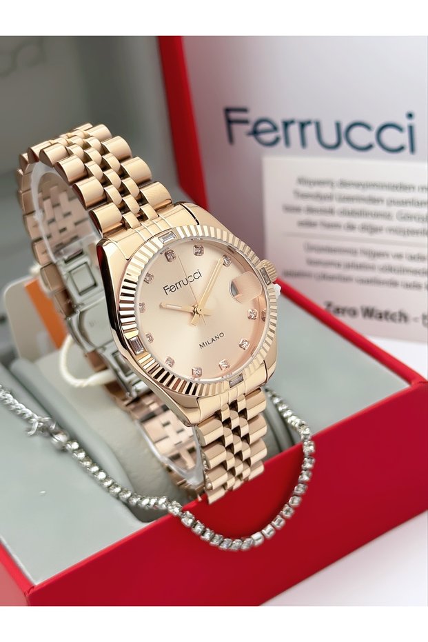Steel Strap Calendar Women's Wristwatch 3 Atm Water Resistant 2 Years Warranty + Bracelet Gift