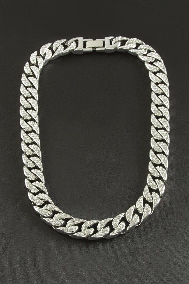 Chain Flat Zircon Stone Luxury Steel Necklace