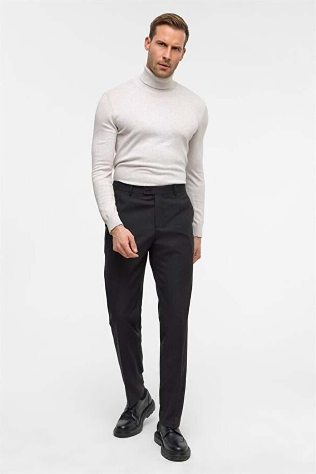 Siyah Regular Desenli Pantolon - 2