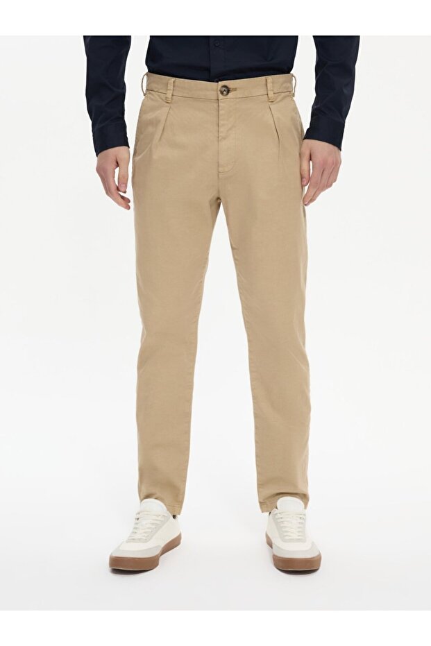 Basic Gabardin Regular Bej Pantolon - 2