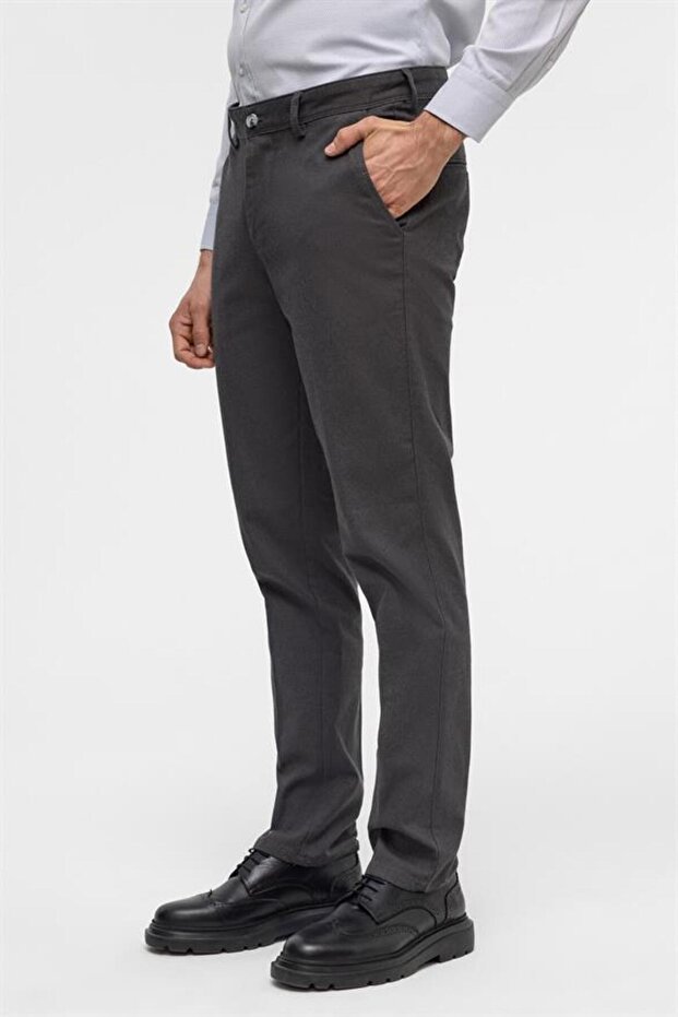 Antrasit Regular Armürlü Pantolon - 3