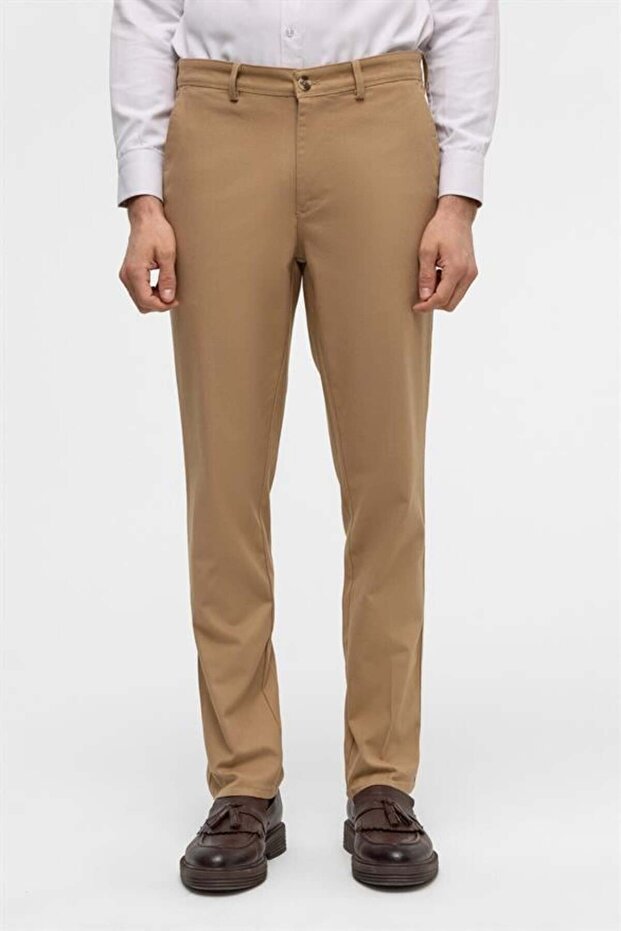 Bej Regular Armürlü Pantolon - 3