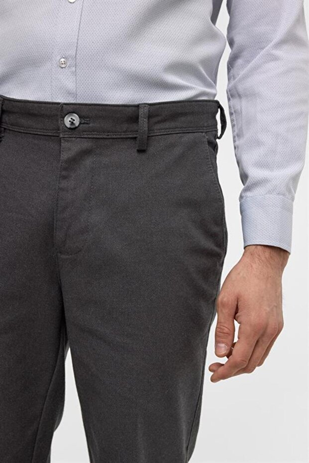 Antrasit Regular Armürlü Pantolon - 4