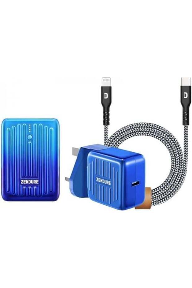 بطارية صغيرة للغاية بسعة 10000 مللي أمبير + كابل USB-C لأجهزة iPhone + شاحن حائط بقوة 20 واط