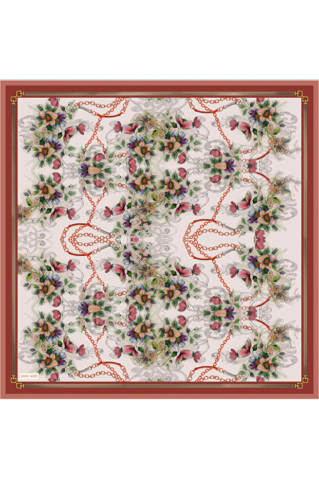 Salmon 90X90 Silk Crepe Satin Scarf