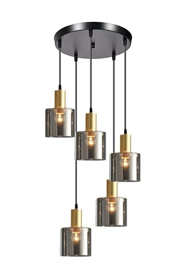 Modern 5-Light Glass Pendant Light Warm White Chandelier