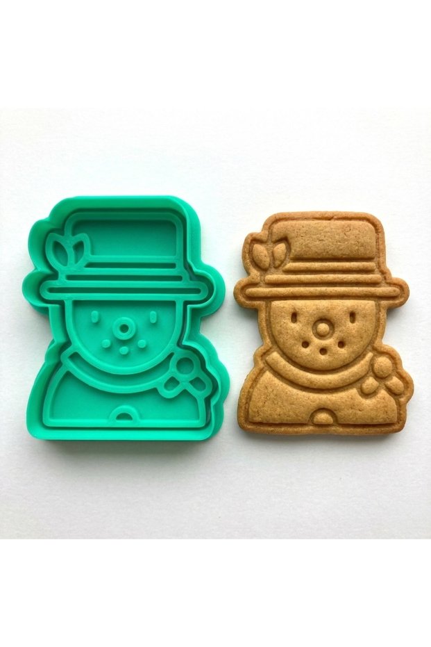 Snowman in Top Hat Cookie Cutter and Stamp Set | New Year Winter Themed | Sugar Paste