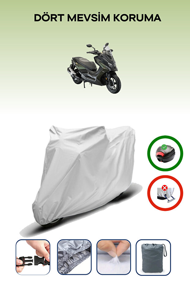 Gray Rear Bag Compatible with Kymco Xtown 250I Compatible Motorcycle Tarpaulin Engine Cover