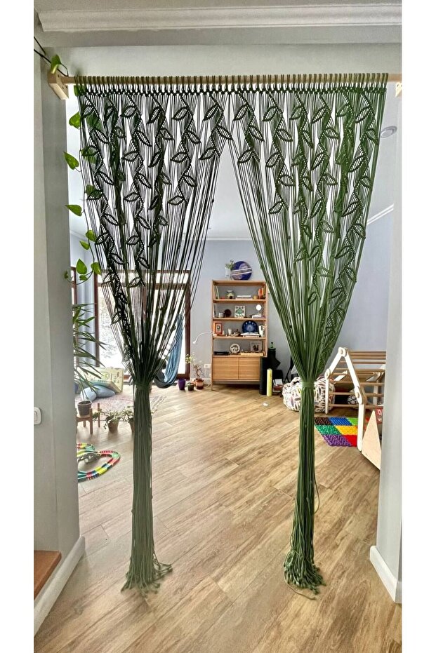 Makrome Yeşil Kapı Perdesi - 1