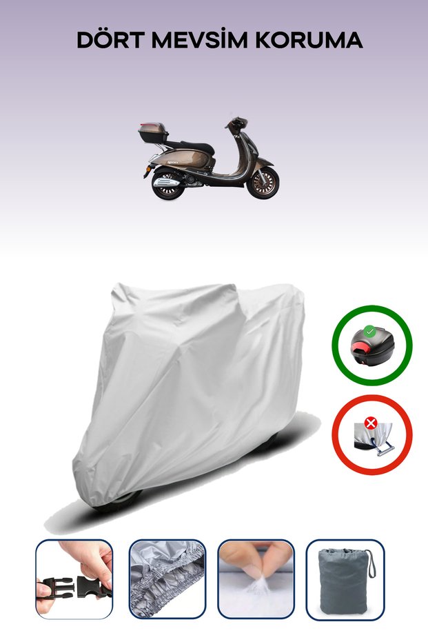 Gray Rear Bag Compatible Yuki Margherita 50 Compatible Motorcycle Tarpaulin Motor Cover