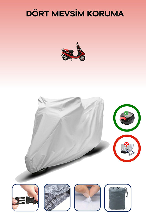 Gray Rear Bag Compatible Mondial 125 Urt Compatible Motorcycle Tarpaulin Motor Cover