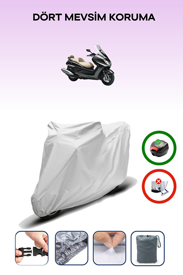 Gray Rear Bag Compatible with Yamaha Majesty 250 Compatible Motorcycle Tarpaulin Motor Cover