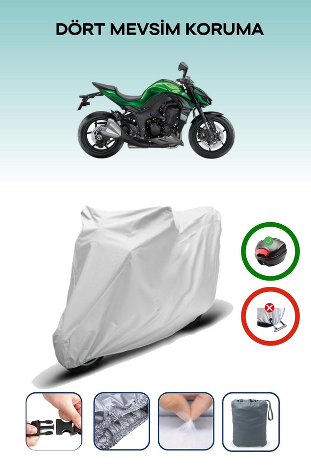 Gray Rear Bag Compatible with Kawasaki Z 1000 Compatible Motorcycle Tarpaulin Motor Cover