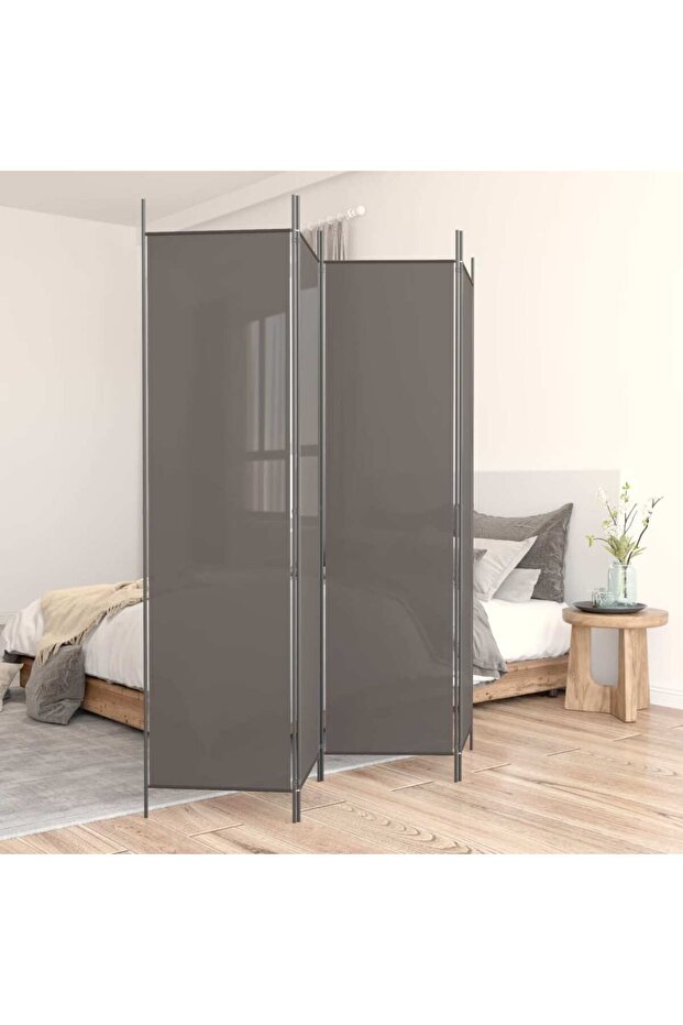 4-Panel Room Divider Anthracite 200x200 cm Fabric