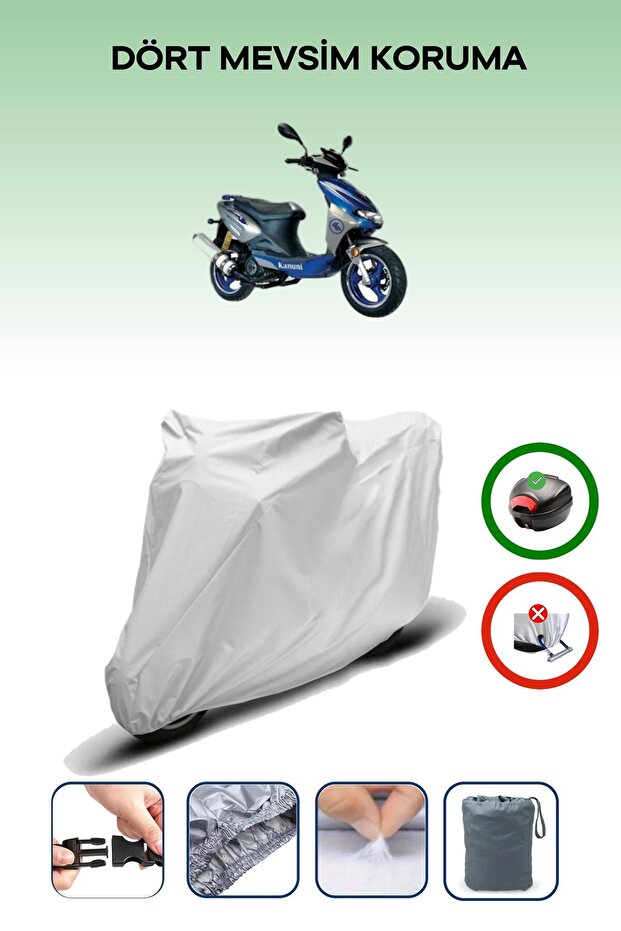 Gray Rear Bag Compatible Kanuni Hussar 125 Compatible Motorcycle Tarpaulin Motor Cover