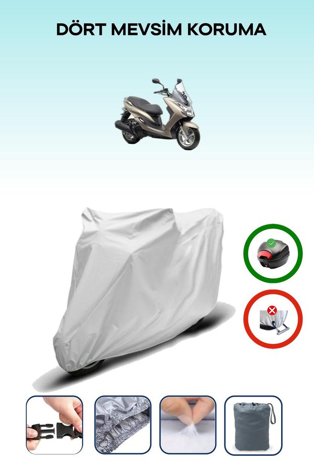 Gray Rear Bag Compatible with Yamaha Majesty 125 Compatible Motorcycle Tarpaulin Motor Cover