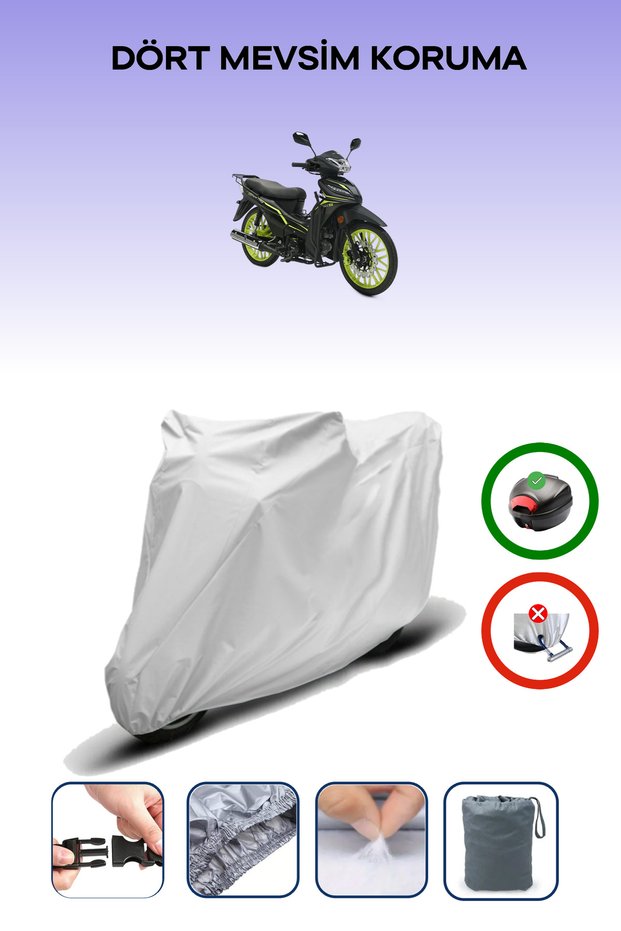 Gray Rear Bag Compatible Rks Sniper 50 Pro Compatible Motorcycle Tarpaulin Motor Cover