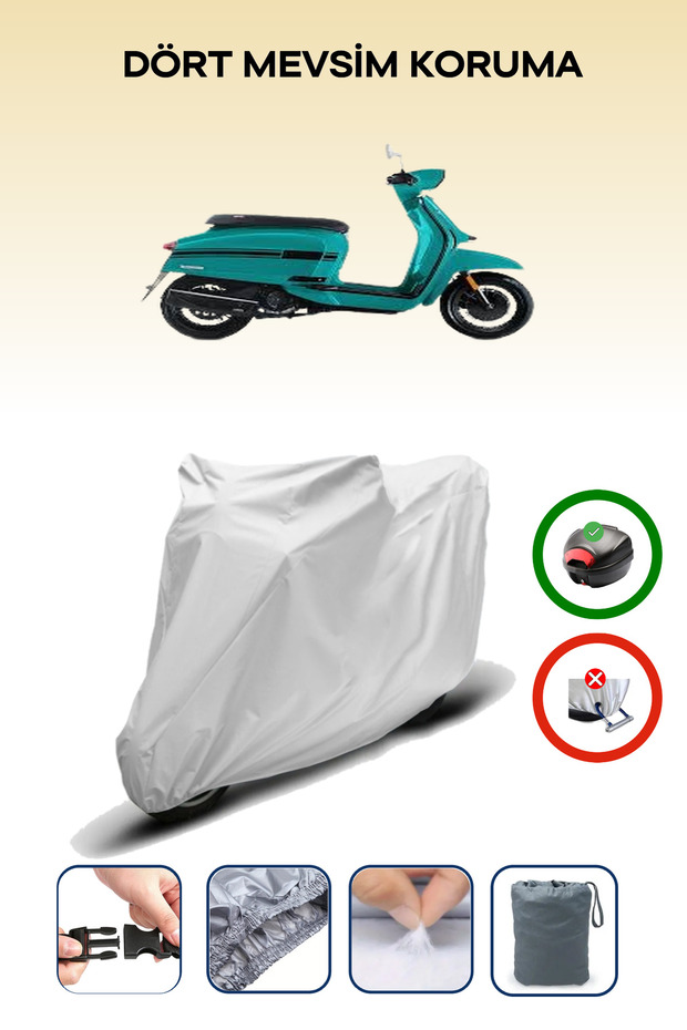 Gray Rear Bag Compatible Lambretta V125 Special Compatible Motorcycle Tarpaulin Motor Cover