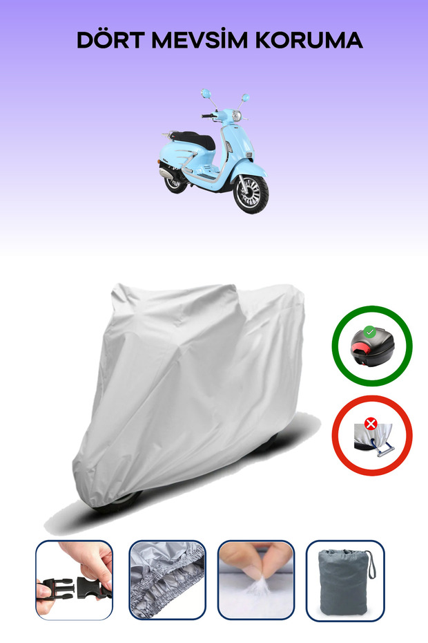 Gray Rear Bag Compatible Rks Bitter 125 Compatible Motorcycle Tarpaulin Motor Cover