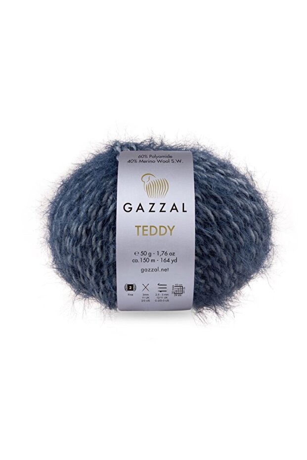 Teddy 40% Merino Wool 60% Polyamide – 50 g 150 m Fluffy Knitting Yarn-6536-1 Piece