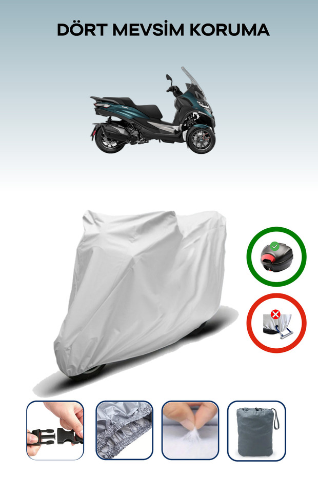 Gray Rear Bag Compatible Piaggio Mp3 530 Compatible Motorcycle Tarpaulin Motor Cover