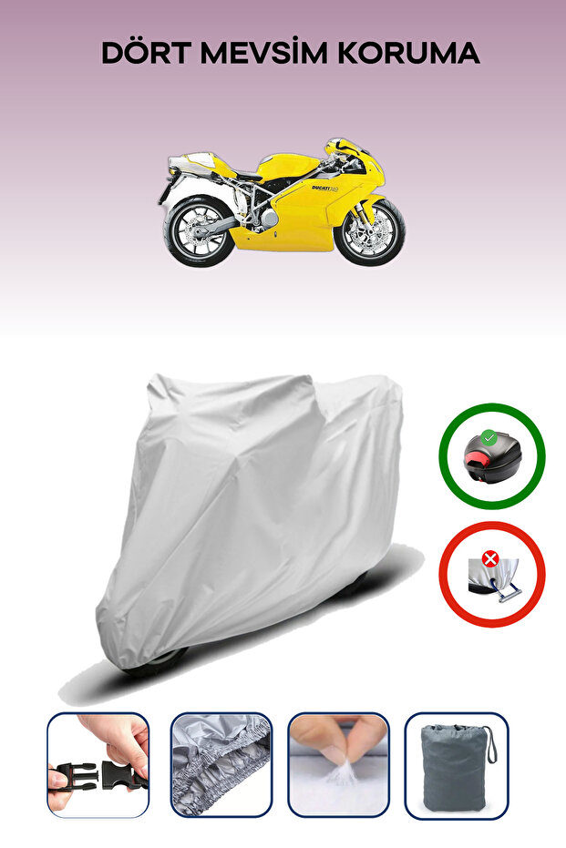 Gray Rear Bag Compatible with Ducati 749 Compatible Motorcycle Tarpaulin Motor Cover