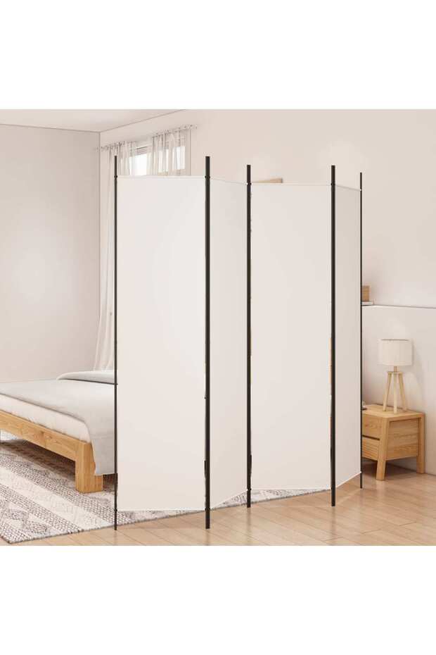 4-Panel Room Divider White 200x200 cm Fabric