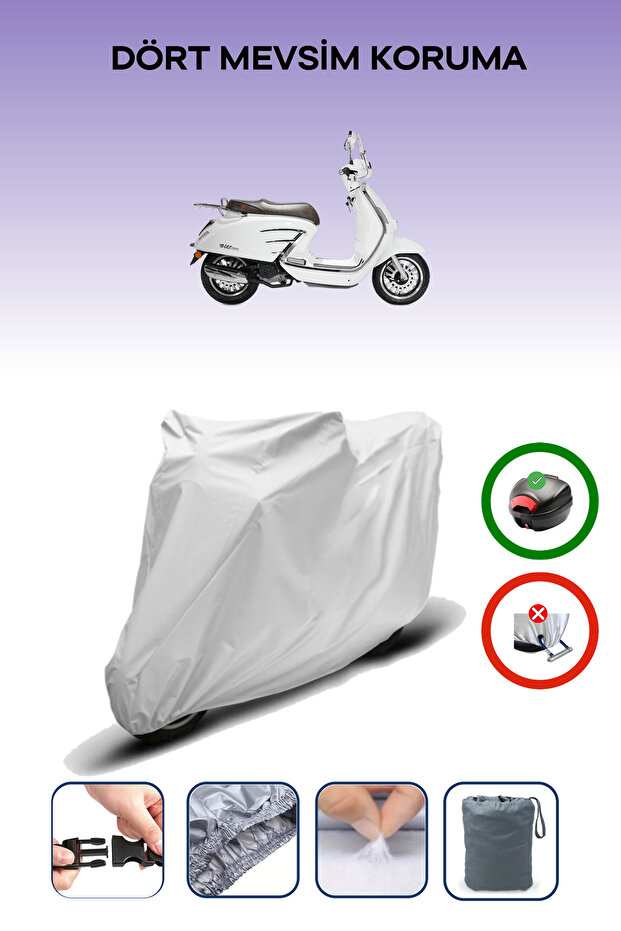 Gray Rear Bag Compatible Rks Bitter 50 Pro Compatible Motorcycle Tarpaulin Motor Cover