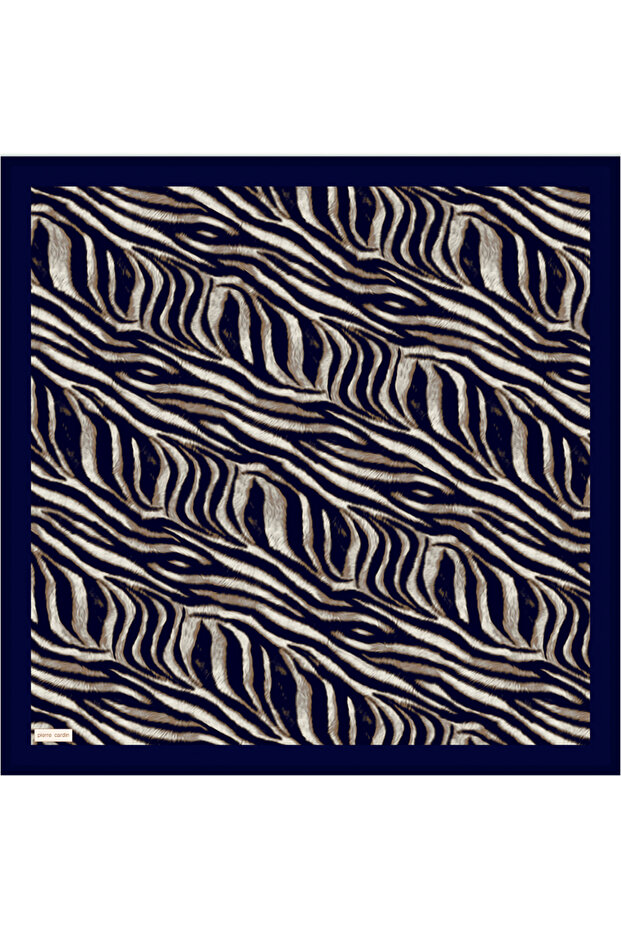 Navy Blue 90X90 Silk Crepe Satin Scarf