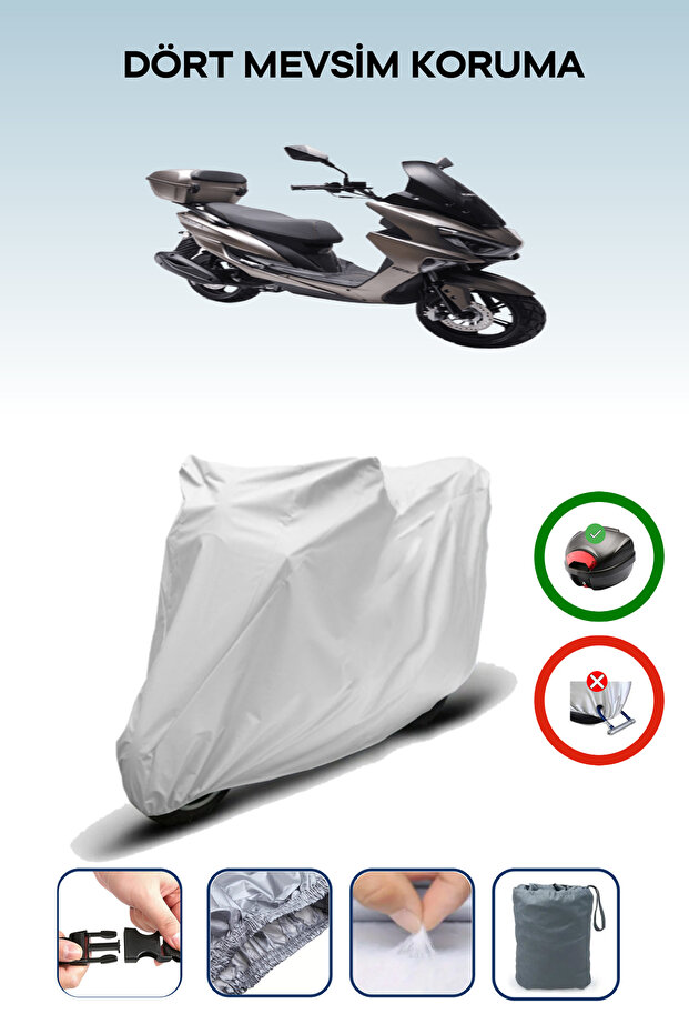 Gray Rear Bag Compatible Rks Newlight Compatible Motorcycle Tarpaulin Motor Cover