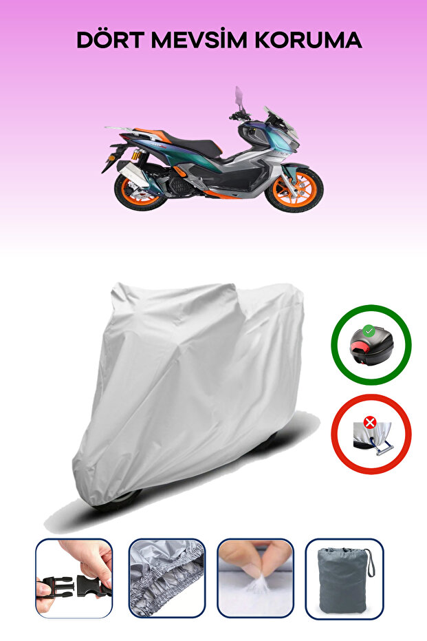Gray Rear Bag Compatible Arora Max-T Easy Compatible Motorcycle Tarpaulin Motor Cover