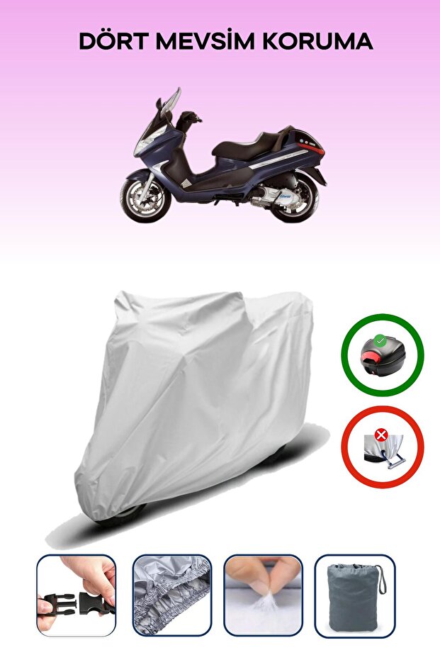Gray Rear Bag Compatible Piaggio X8 200 Compatible Motorcycle Tarpaulin Motor Cover