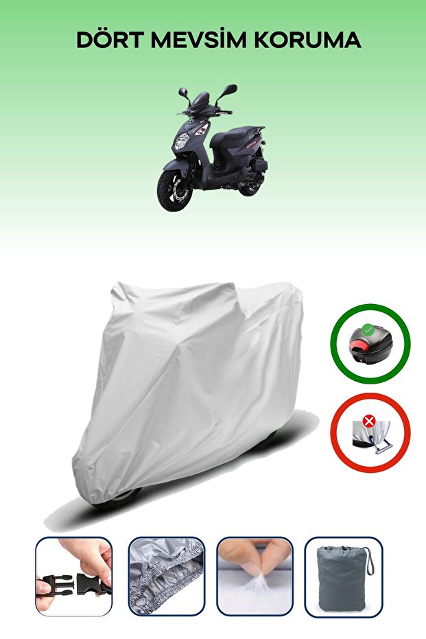 Gray Rear Bag Compatible Sym Orbit Ii 125 Compatible Motorcycle Tarpaulin Motor Cover