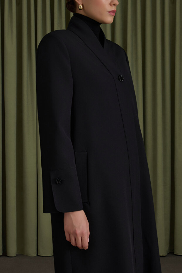 Black Beaded Button Cap - 4