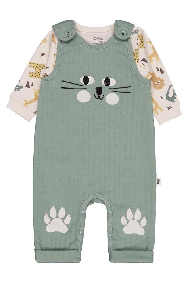Badili Teddy Bear and Paw Embroidered 6-18 Months Slopet - Green