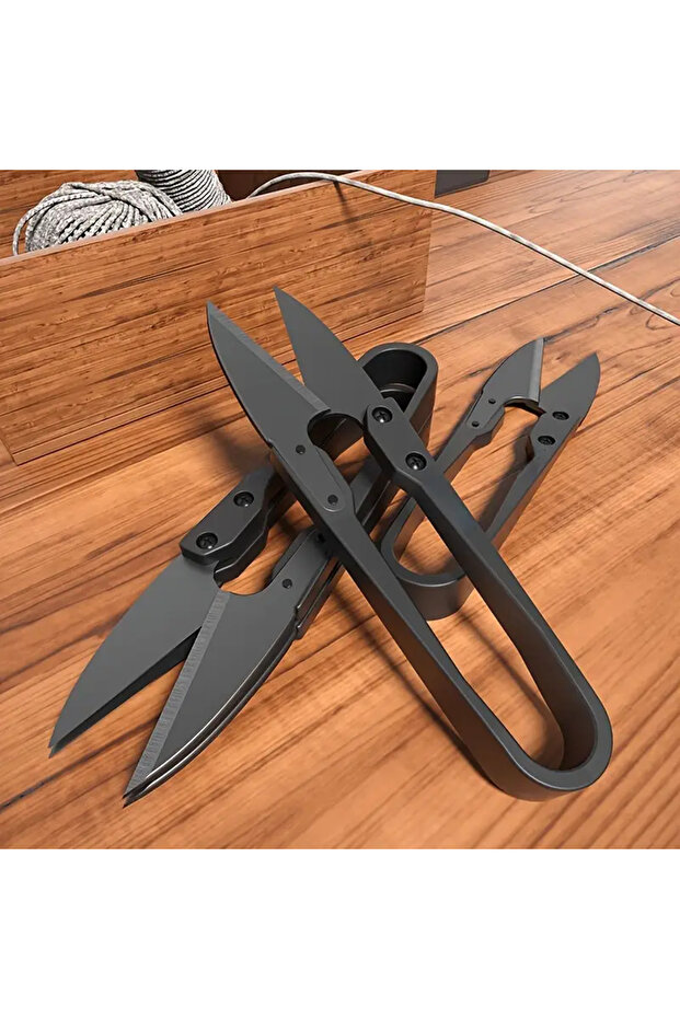 2 Pieces 2pcs Stainless Steel U-shaped Elastic Scissors Black Carbon Steel Clothing Needle Thread Se