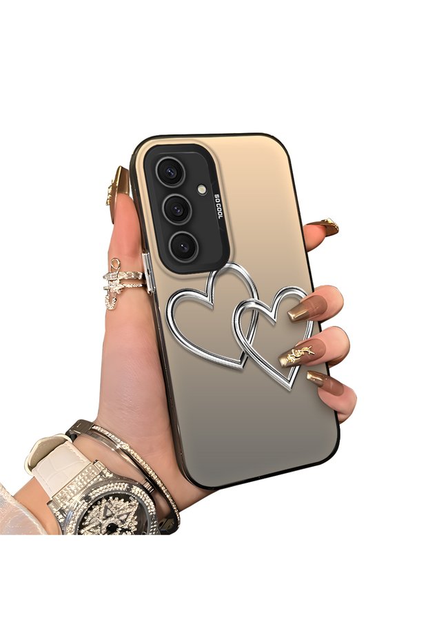 Samsung Galaxy S24 Plus Compatible Interconnected Hearts Silicone Protective Case