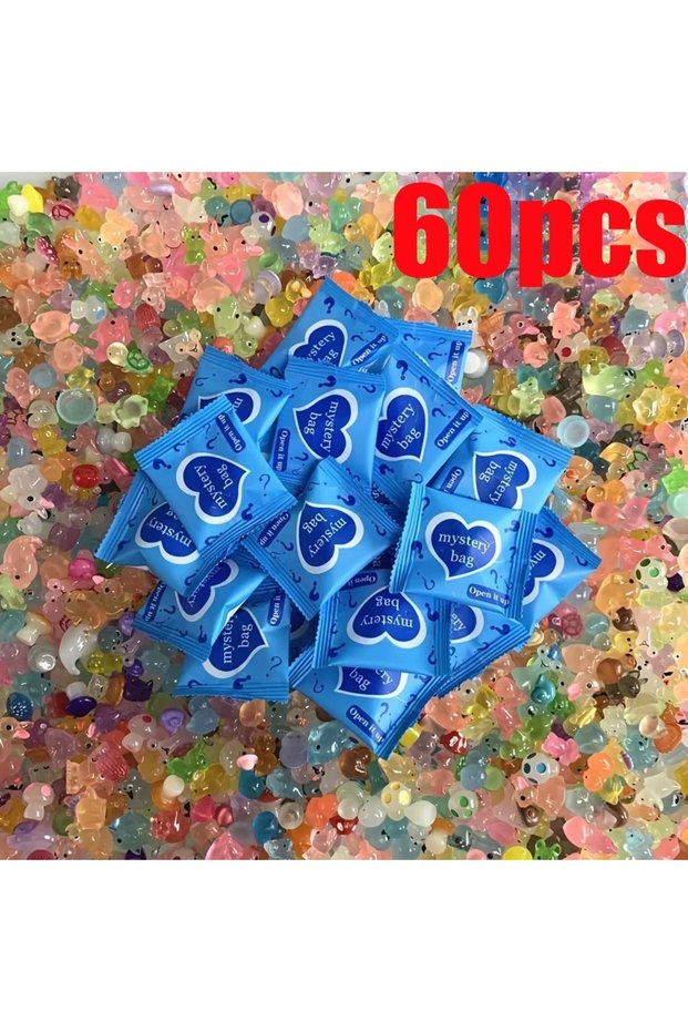 60pcs /5-60pcs Glow In The Dark Mini Resin Animals & Mushroom Blind Bags Fairy Garden Decor Micro La