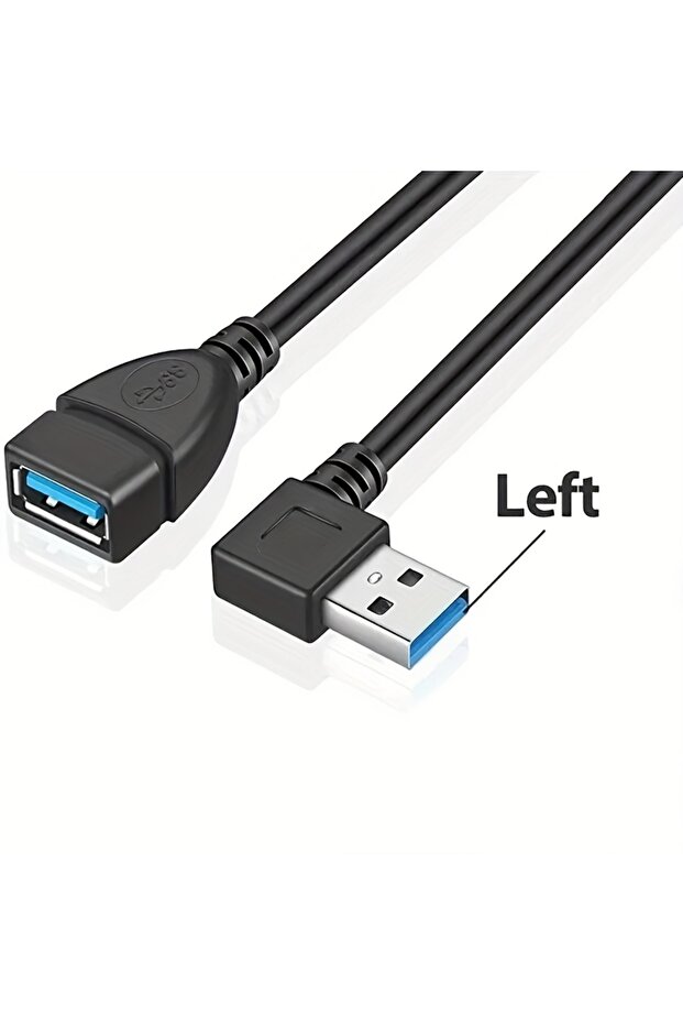 كابل تمديد USB 3.0 بزاوية قائمة، قطعة واحدة، لنقل البيانات بسرعة عالية والشحن السريع، محول 90 درجة لأجهزة الكمبيوتر/اللابتوب