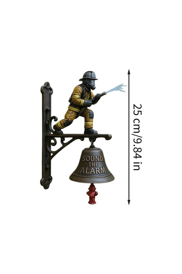 A Firefighter Doorbell Yard Loud Alarm Sound Door Bell Vintage Commemorative Ornament Wall Mount Do.