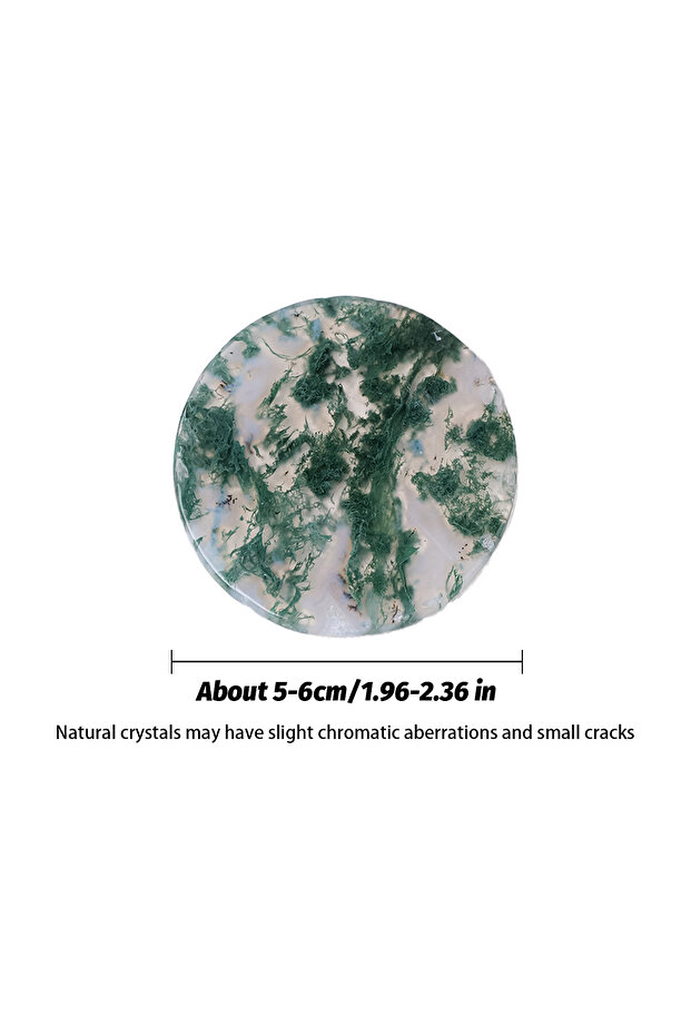 1pc Round Slice 1PC Natural Crystal Moss Agate Round Slice Hand Crafted Coaster Household Supplies H