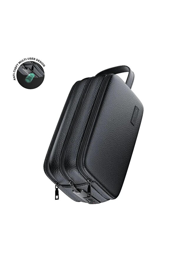 Lyon Plus Fingerprint Lock Bag | PU Leather Smart Pouch with USB-C Charging