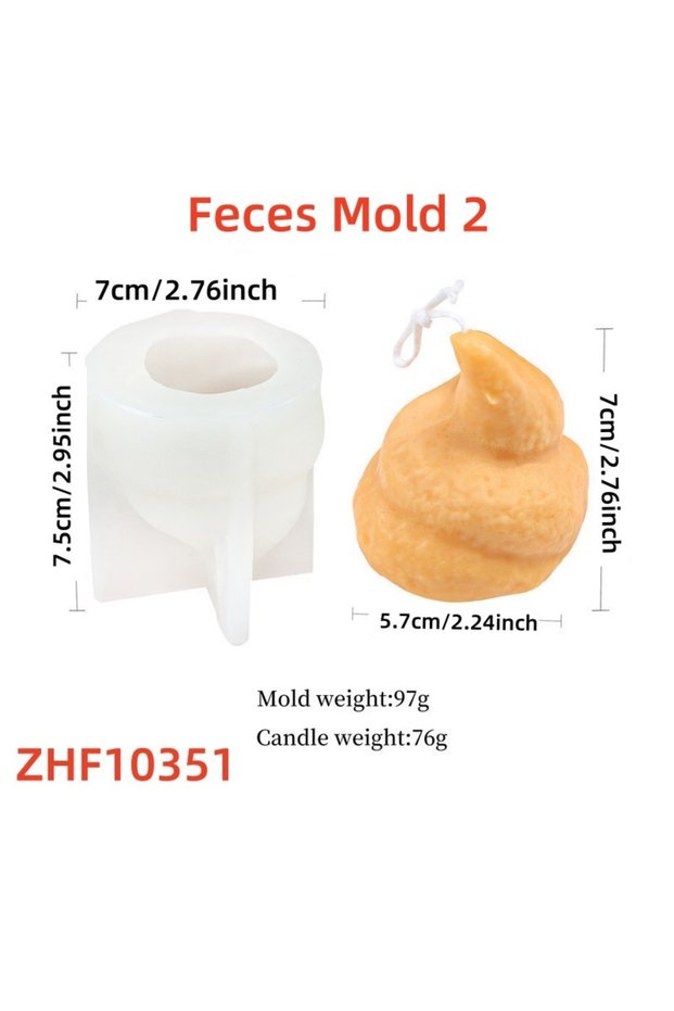 Feces Mold 2 3D Feces Silicone Mold DIY Poop Shaped Plaster Resin Funny Craft Mould Stool Aroma Cand