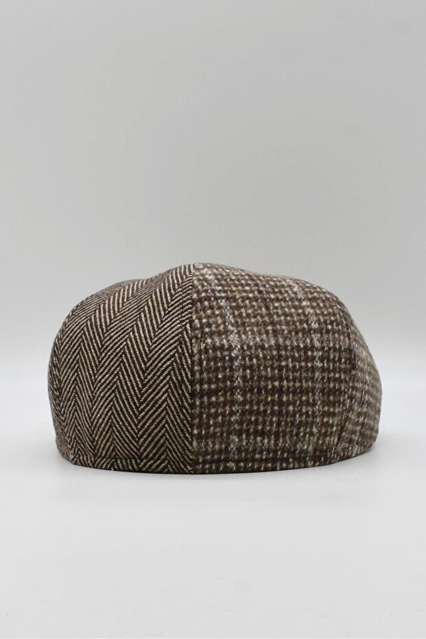 Patchwork Winter Wool British Cap - Foldable Sherpa Earflap Hat - 5