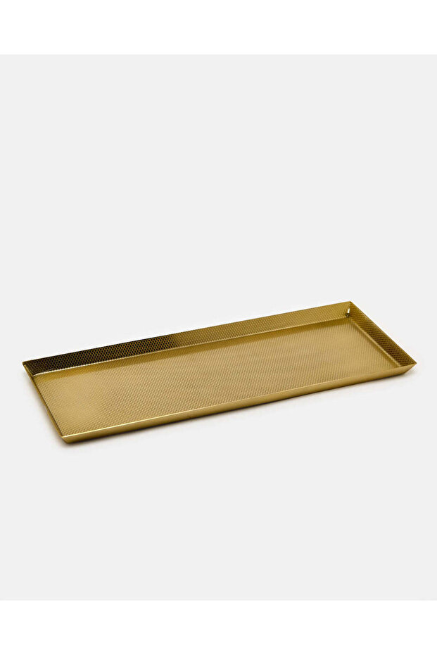 Gold Metal Rectangle Etched Tray