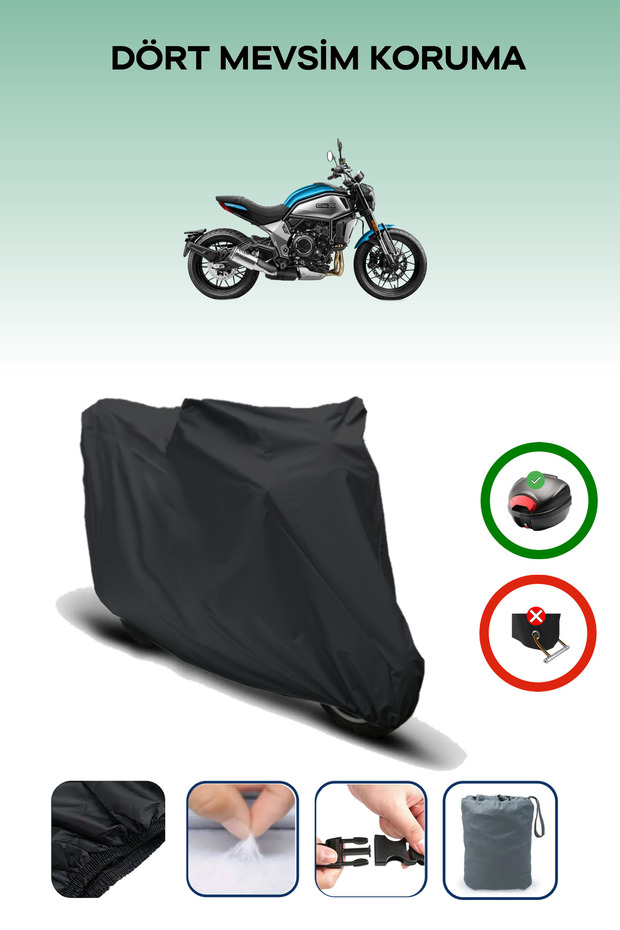 Black Rear Bag Compatible Cfmoto 700Cl-X Heritage Compatible Motorcycle Canvas Motor Cover